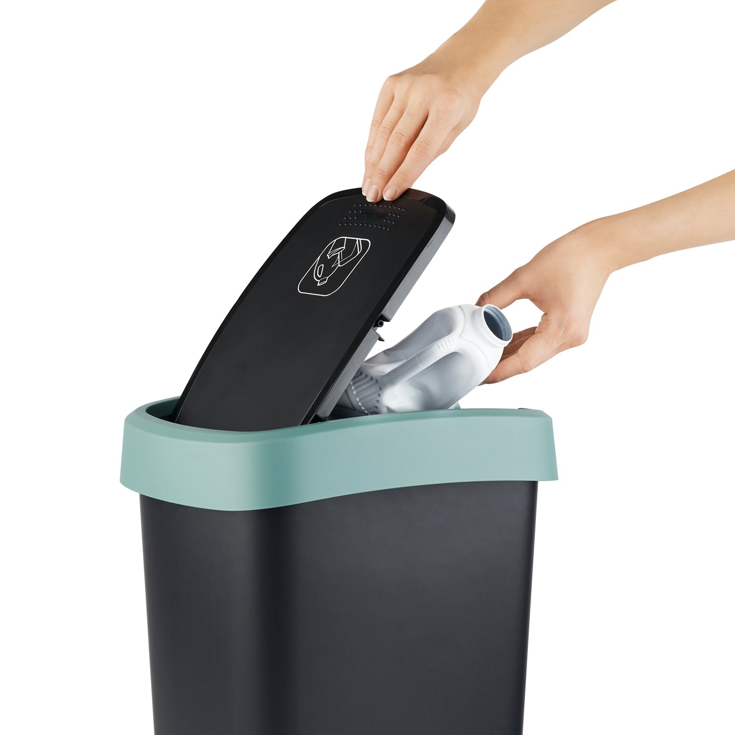 ROTHO  - Pattumiera per raccolta differenziata con coperchio basculante Twist Verde 50 Litri