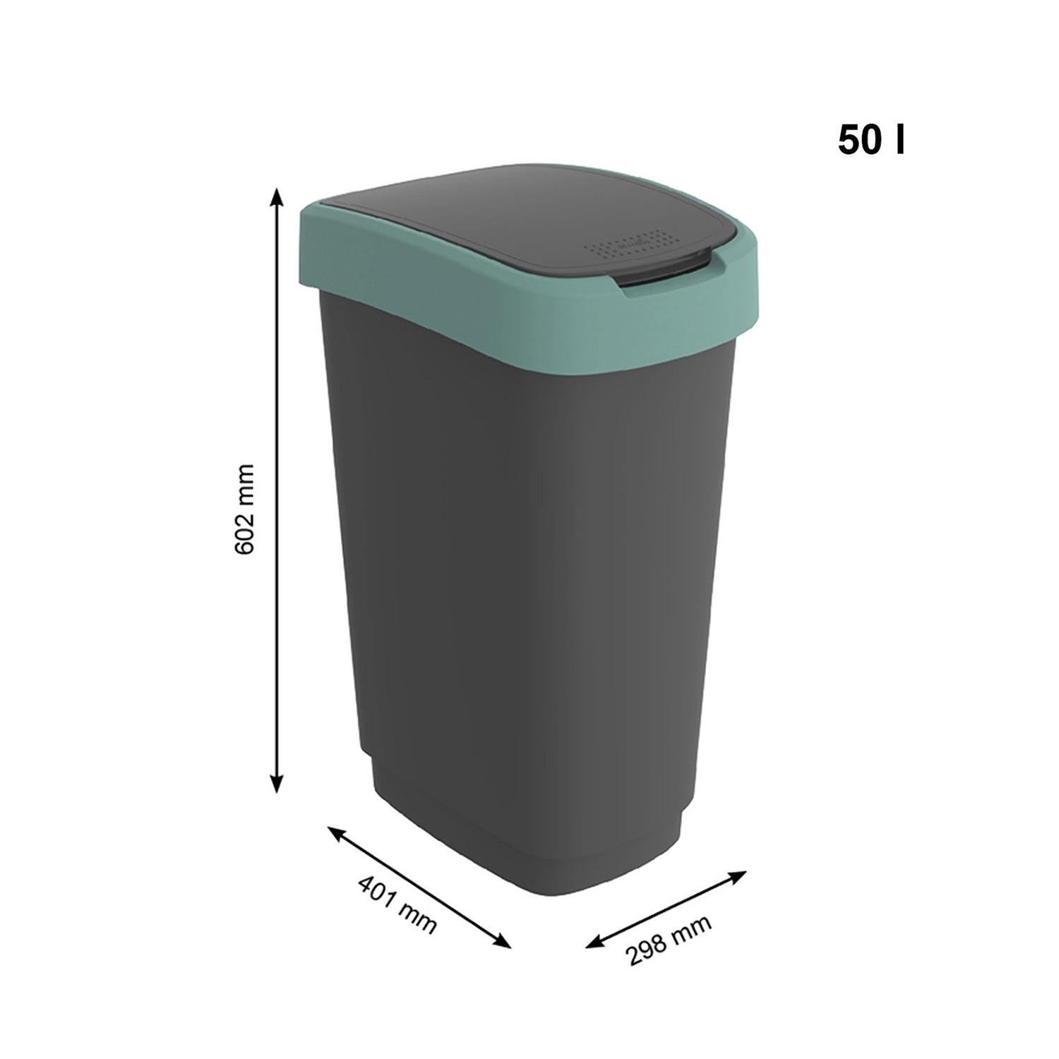 ROTHO  - Pattumiera per raccolta differenziata con coperchio basculante Twist Verde 50 Litri