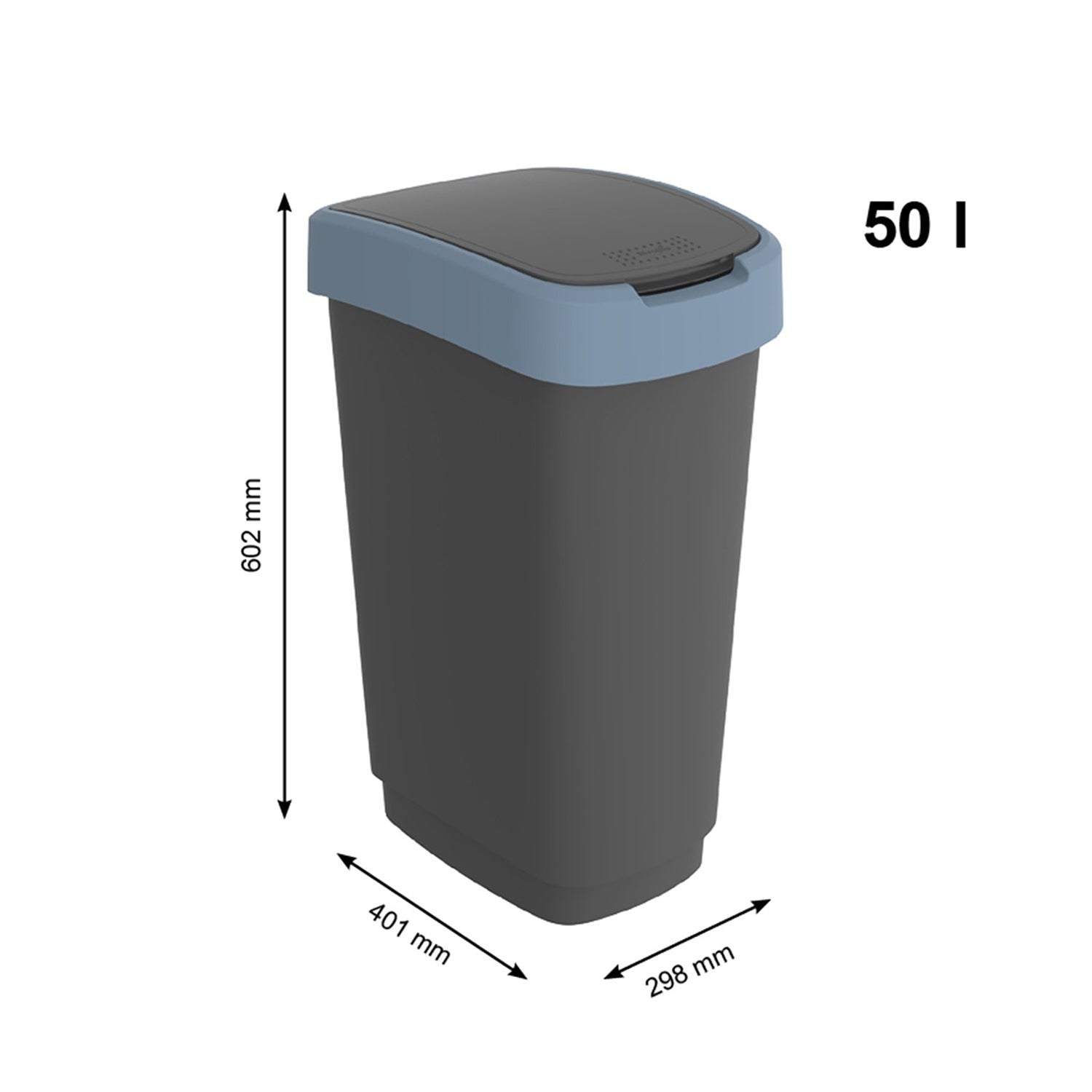 ROTHO  - Pattumiera per raccolta differenziata con coperchio basculante Twist Blu 50 Litri