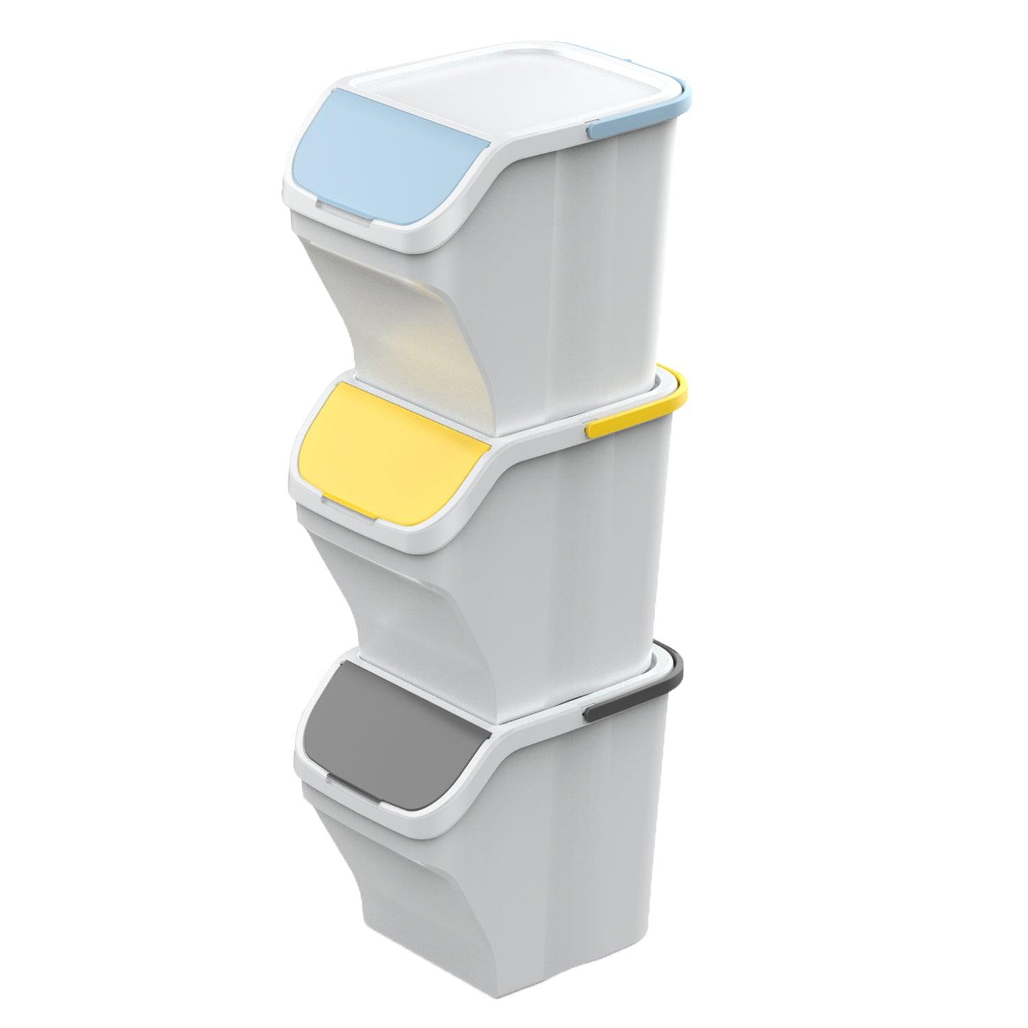 M-HOME - Pattumiera per la Raccolta Differenziata in plastica riciclata EcoSelect Bin 25 Litri Bianco - set 3 pezzi