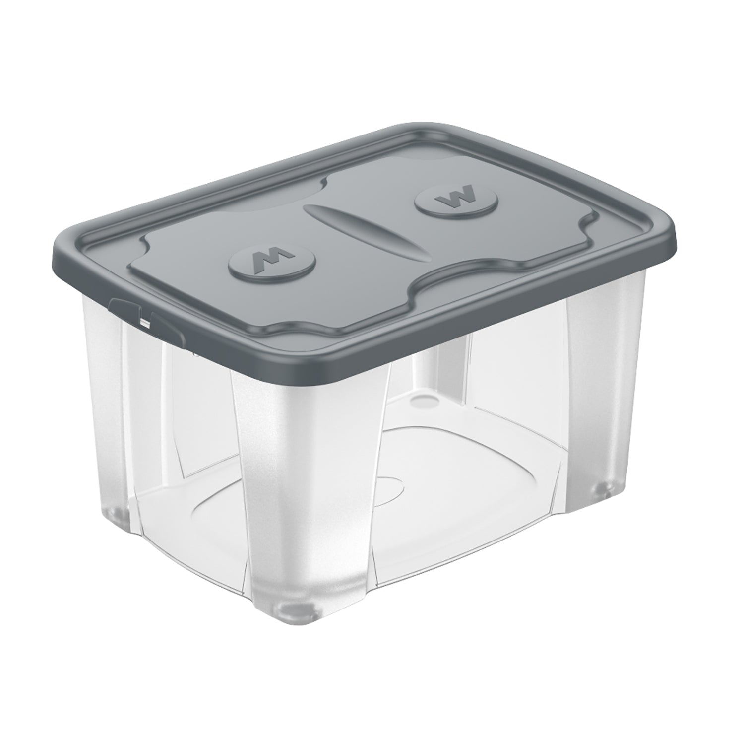 M-HOME - Contenitore Trasparente con Coperchio SimplyBox 2 15,4 Litri - h21x39x29 cm