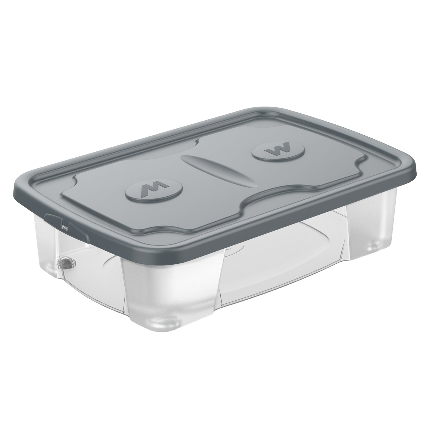 M-HOME - Contenitore Trasparente con Coperchio SimplyBox 3 23,5 Litri - h16x39x59 cm