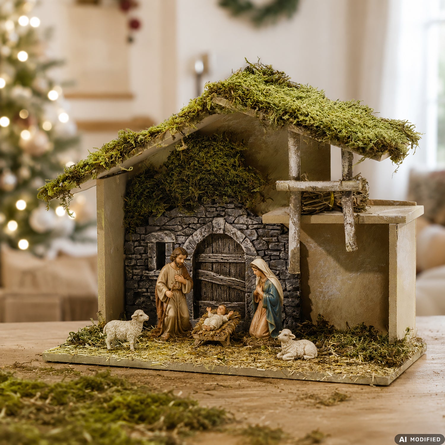 VESTIAMO CASA GRAN NATALE - Capanna per Presepe in Legno Artigianale h29x37x17 cm