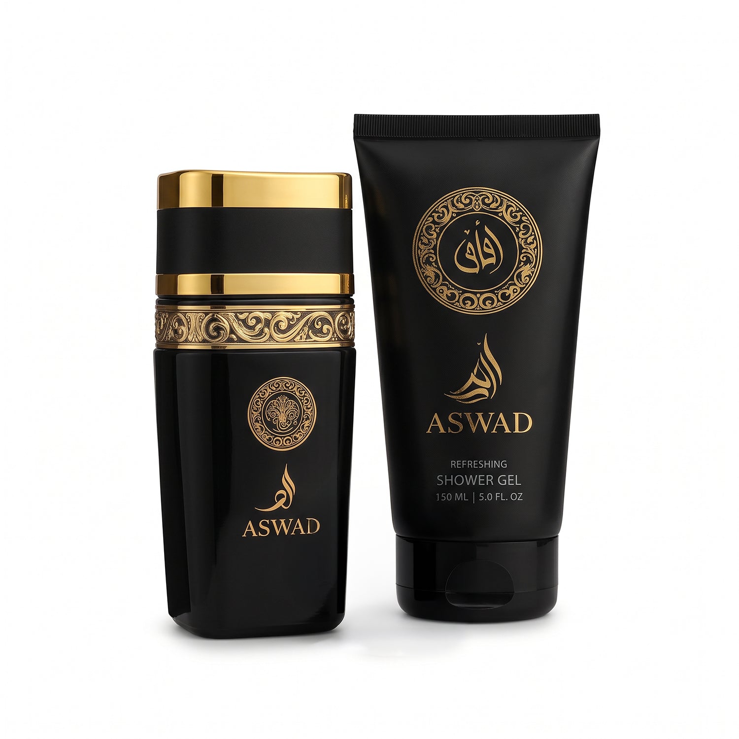AFAQ - Set Regalo Uomo Aswad 2 Pezzi - Con Eau de Parfum 100 ml e Gel Doccia 150 ml