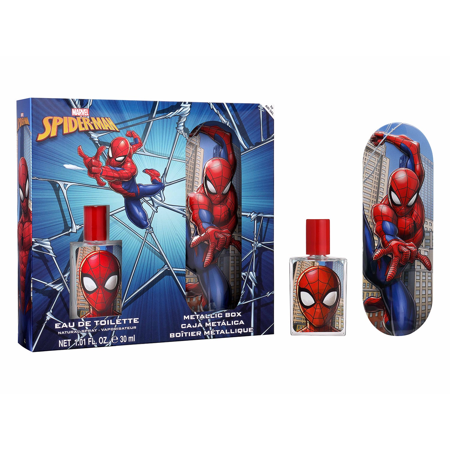 AIR-VAL - Set Regalo Spider-Man Marvel con Eau de Toilette 30 ml e Astuccio in Metallo 2 Pezzi