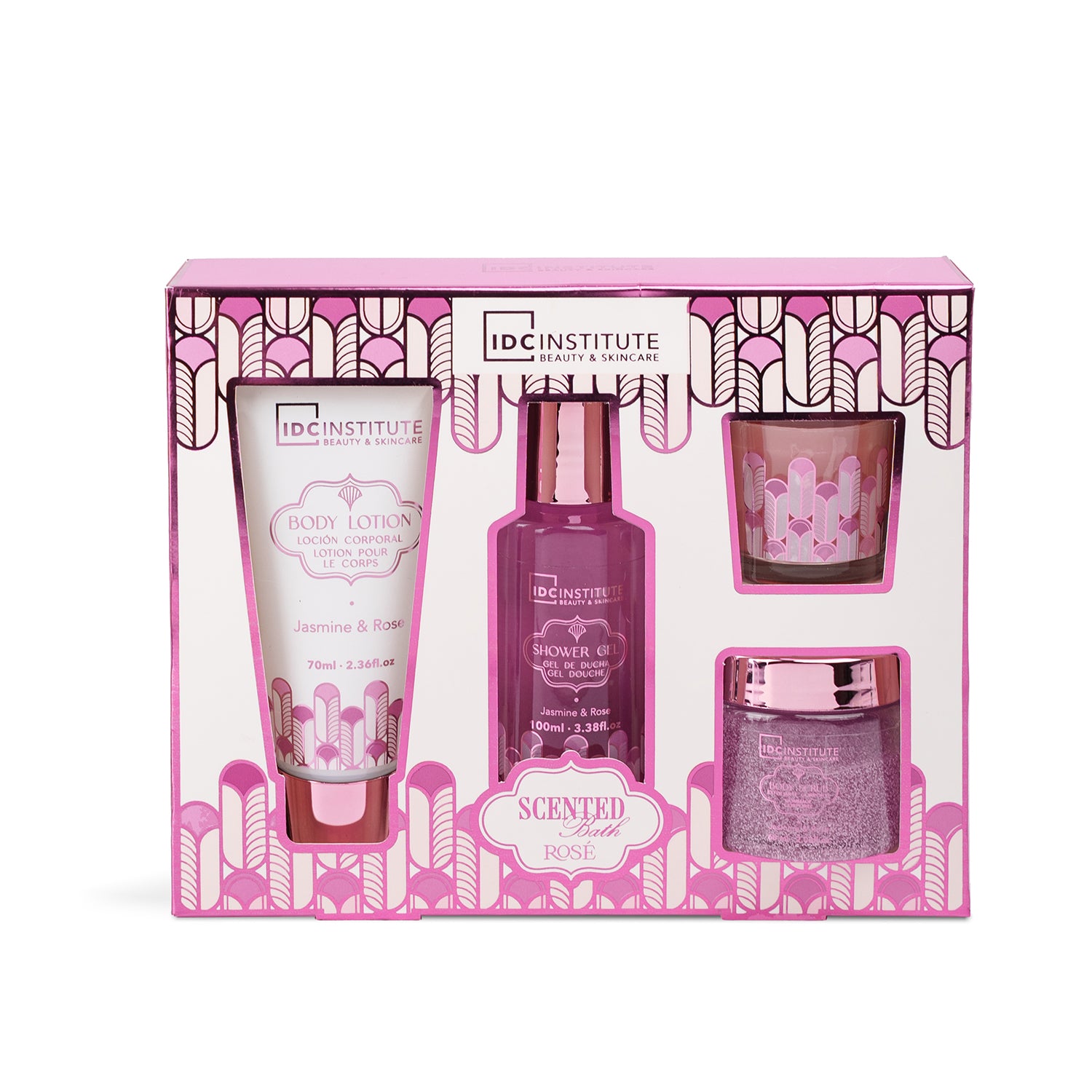 IDC INSTITUTE - Cofanetto Regalo Bagno e Corpo Scented Bath Rosé 4 Pezzi