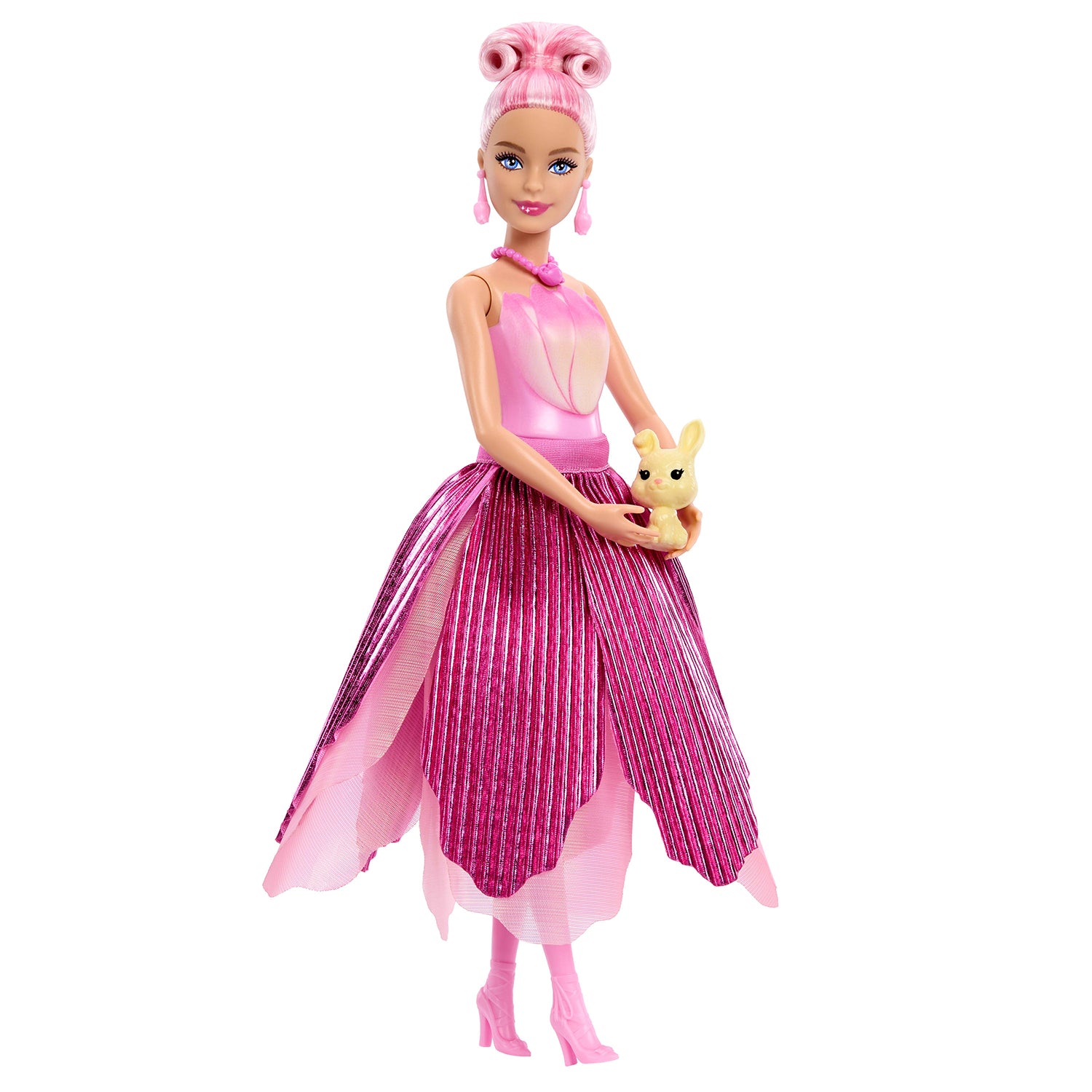 MATTEL - Barbie Petal Pop Profumata con Abito Tulipano Rosa - Bouquet Magico e Accessori
