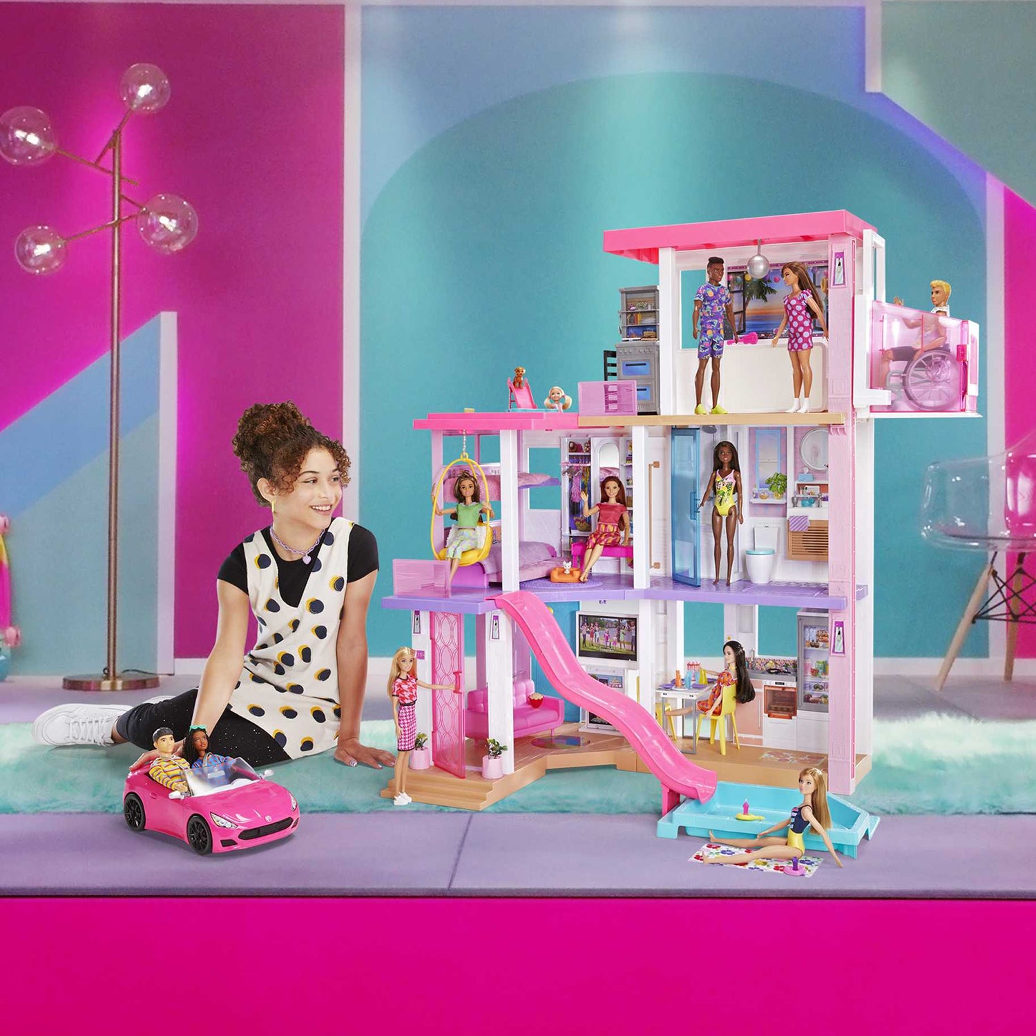 MATTEL - Barbie Auto Cabriolet Rosa 2 Posti con Ruote 3+ Anni