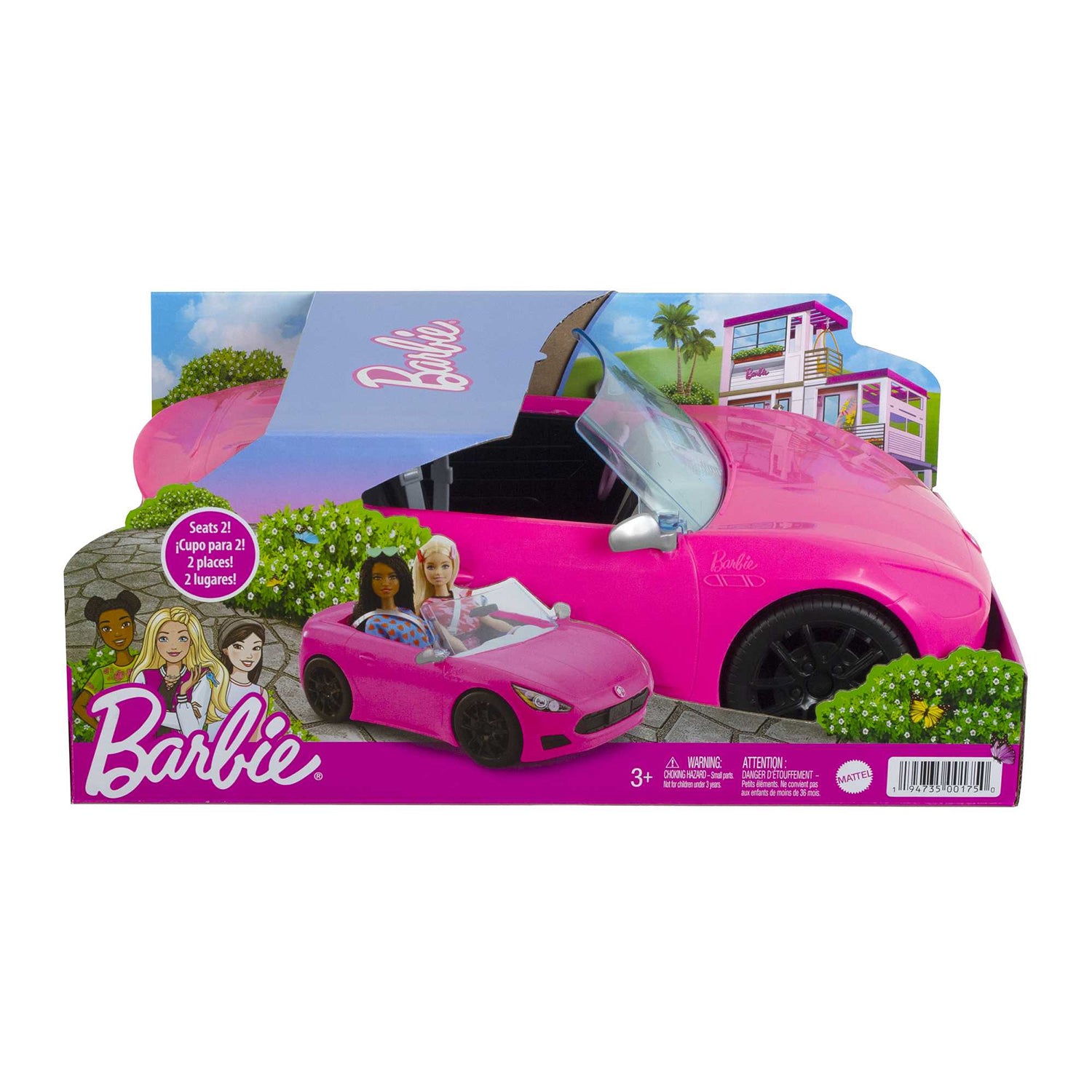 MATTEL - Barbie Auto Cabriolet Rosa 2 Posti con Ruote 3+ Anni