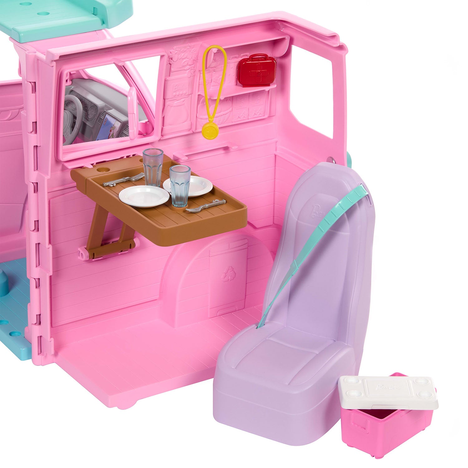 MATTEL - Barbie Dream Land Road Trip Camper Playset Camper con 20 Accessori 3+ Anni