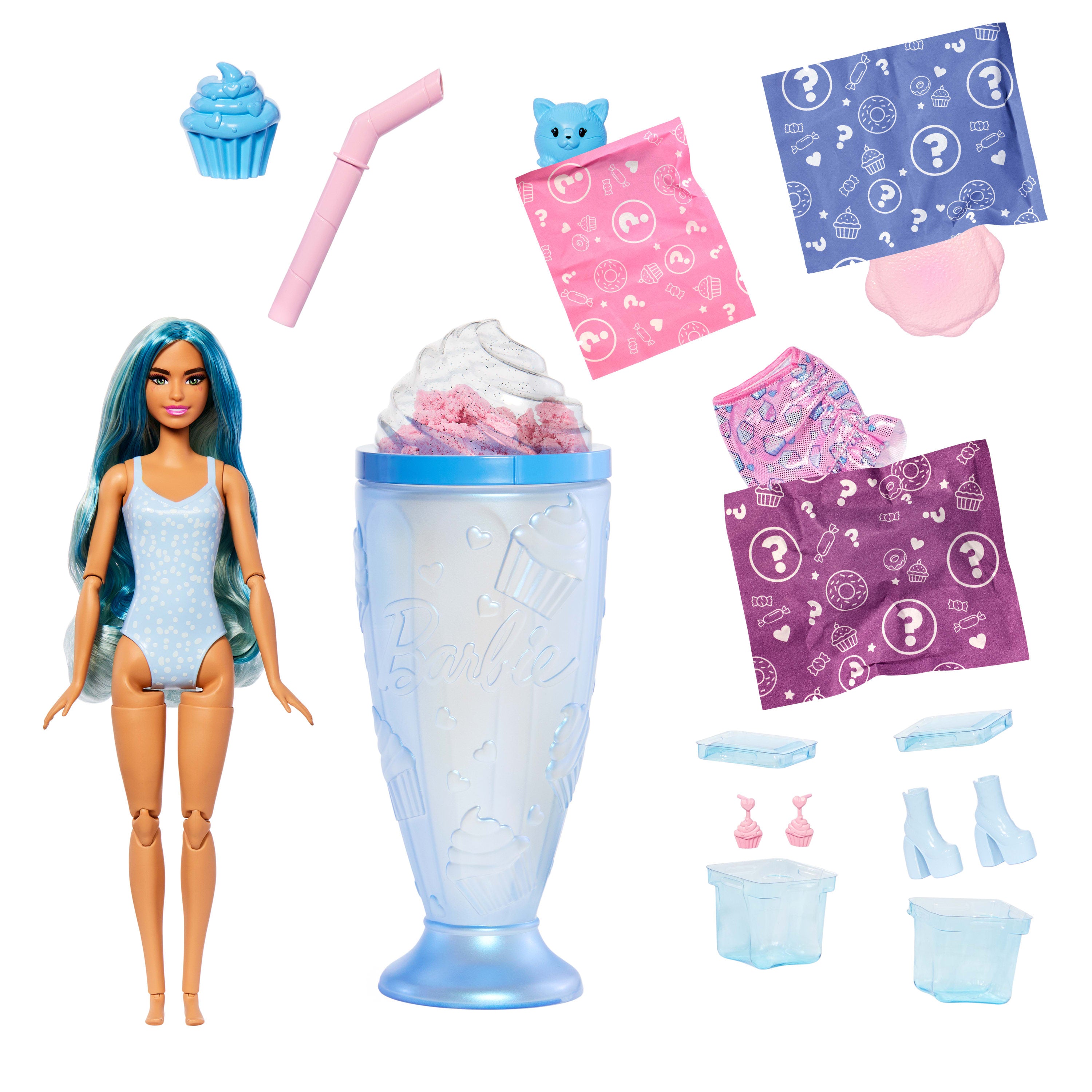 MATTEL - Barbie Pop Reveal Serie Dolcetti - Bambola Sorpresa con 8 Accessori
