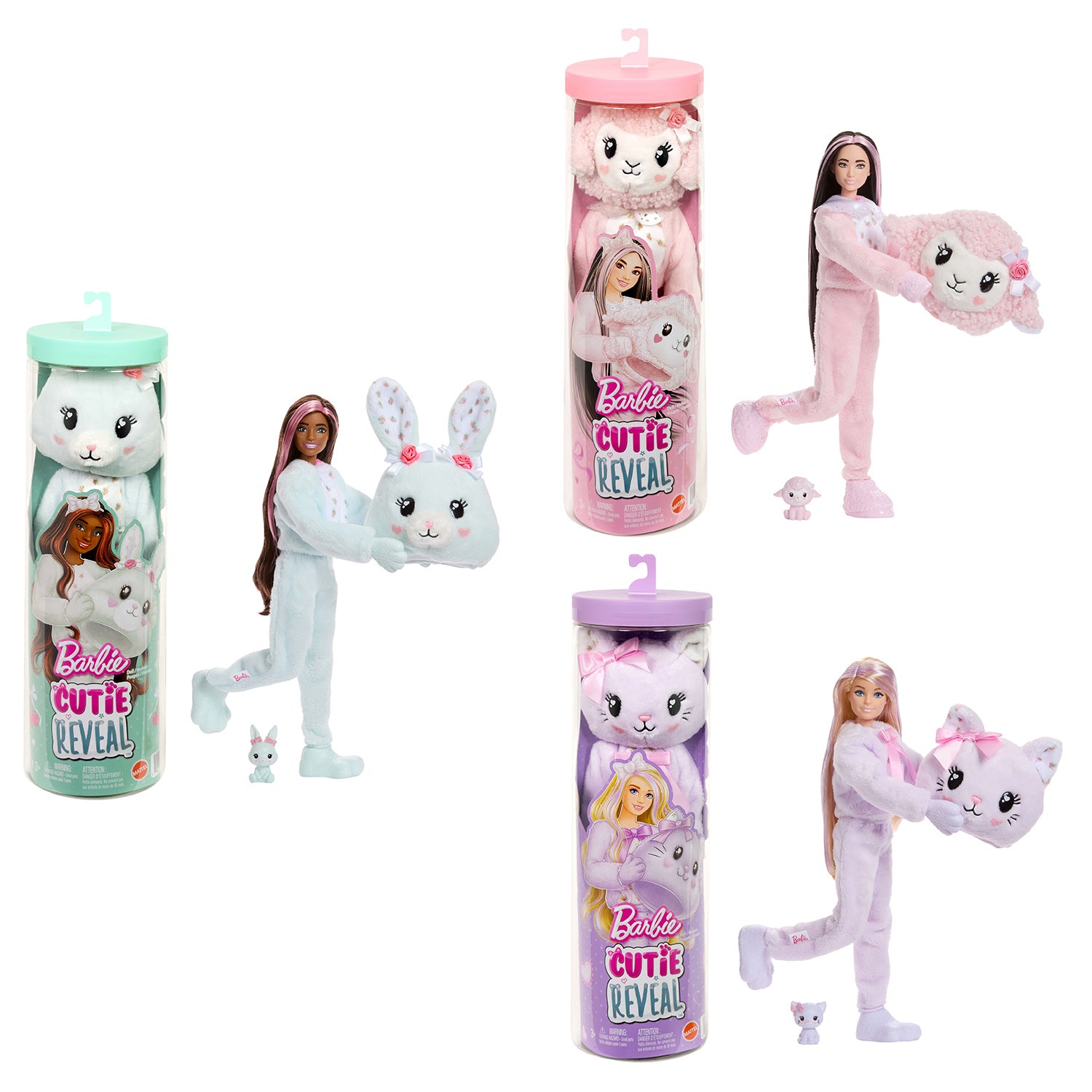 MATTEL - Barbie Cutie Reveal Serie Cuddly - Bambola con Costume e 10 Sorprese