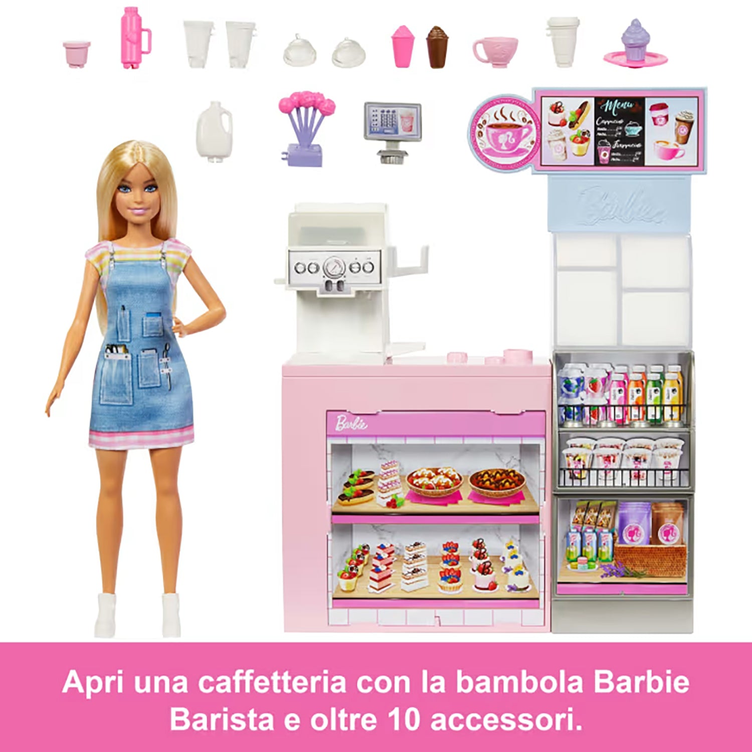 MATTEL - Barbie Caffetteria Playset con Bambola barista e Accessori