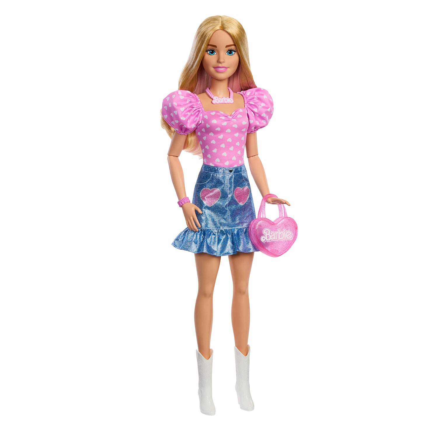 MATTEL - Barbie Grande Amica con Accessori h71 cm - Bambola Fashion con Abiti Rimovibili e Borsa Cuore
