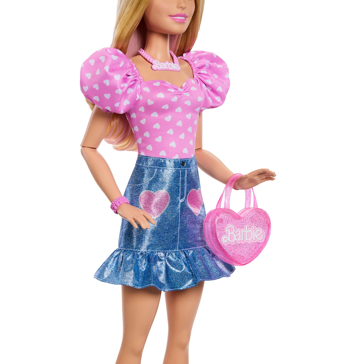 MATTEL - Barbie Grande Amica con Accessori h71 cm - Bambola Fashion con Abiti Rimovibili e Borsa Cuore