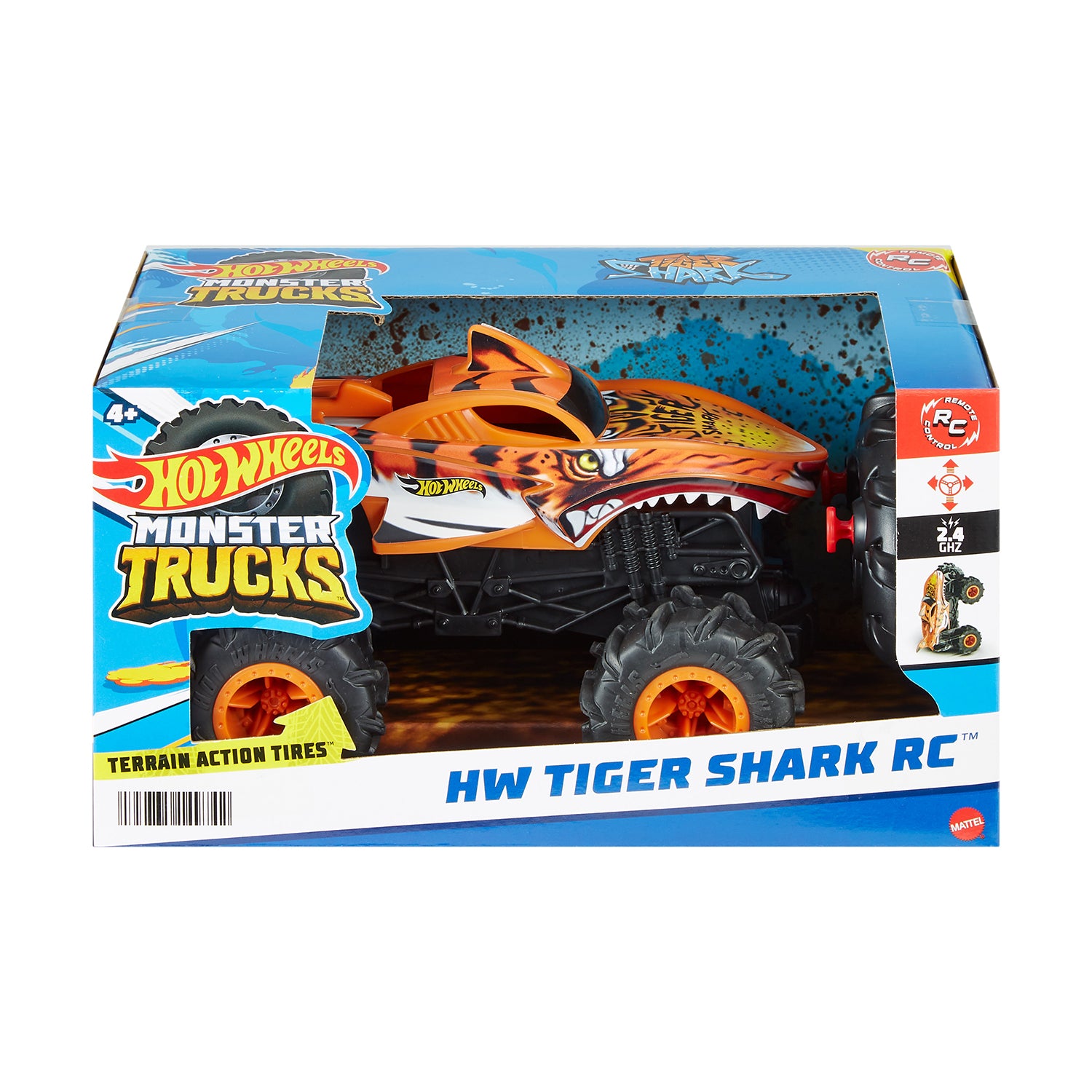MATTEL - Hot Wheels Monster Trucks Tiger Shark RC 1:24 Radiocomandato 4+ Anni