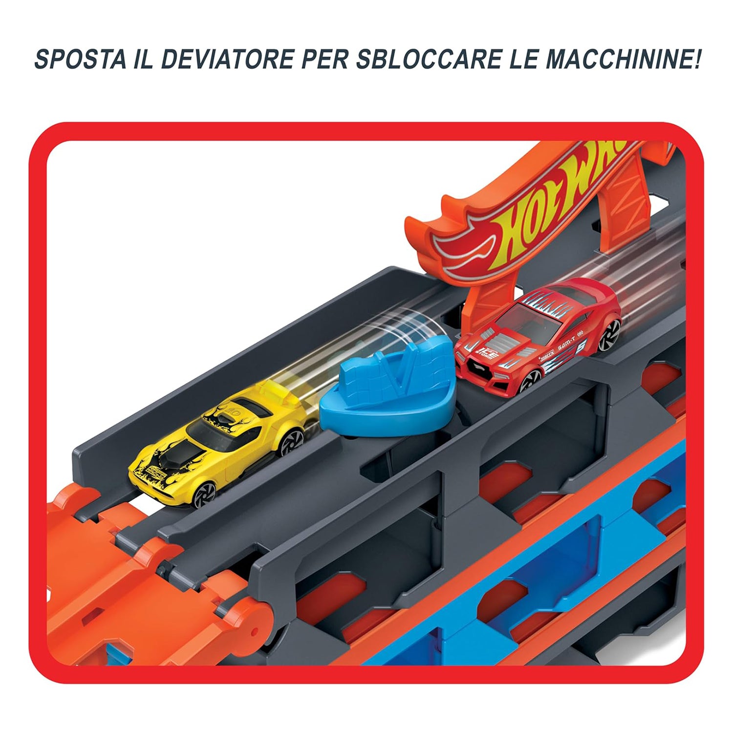 MATTEL - Hot Wheels Camion 2in1 trasportatore e pista con 3 macchinine