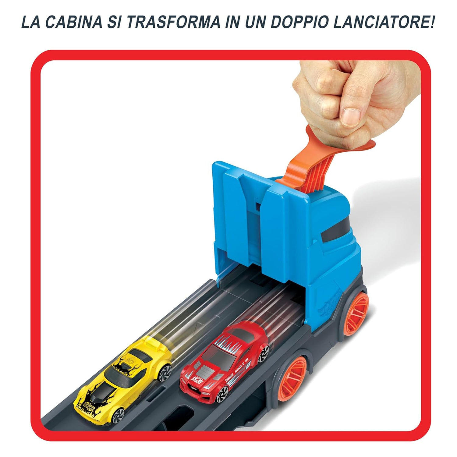 MATTEL - Hot Wheels Camion 2in1 trasportatore e pista con 3 macchinine