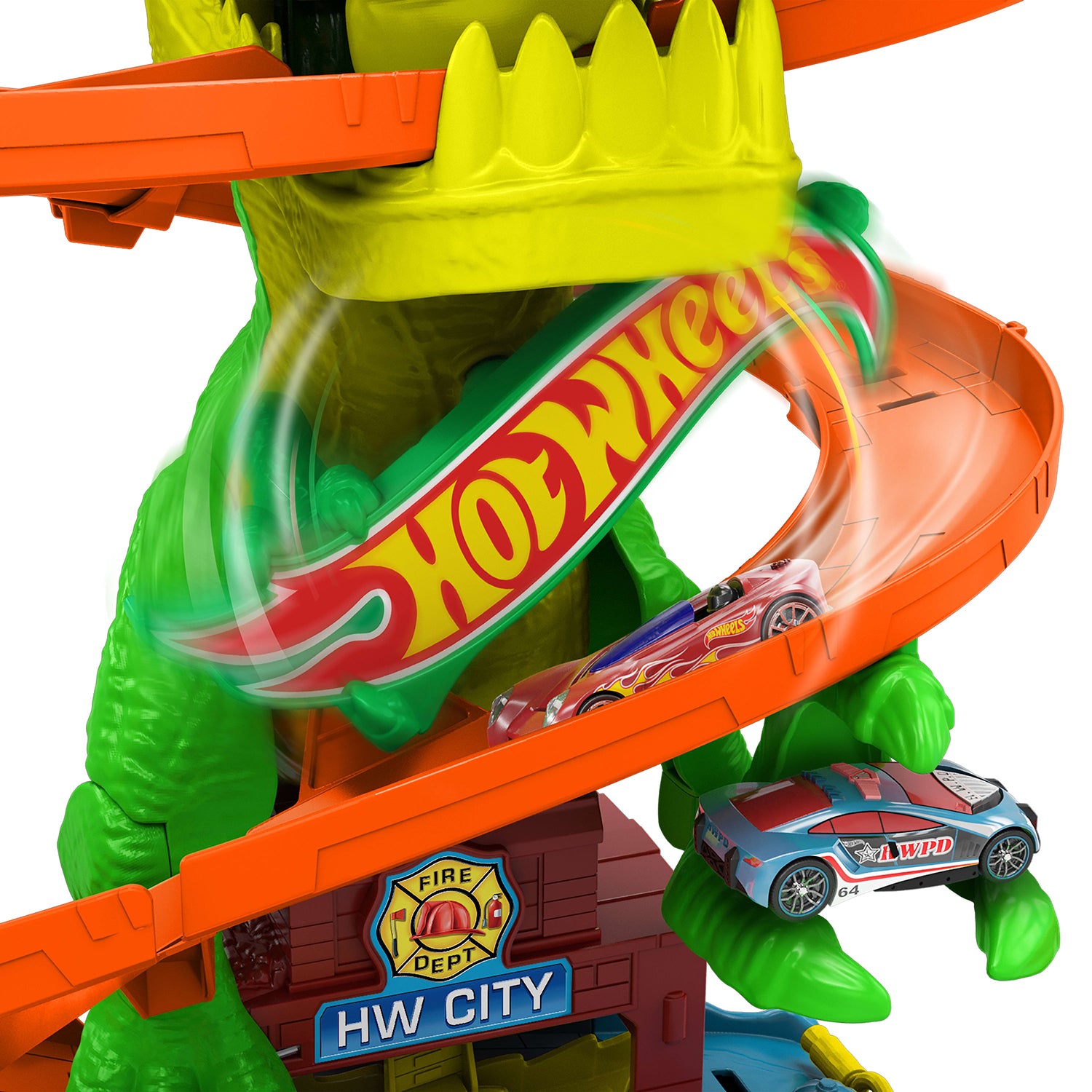 MATTEL - Hot Wheels City T-Rex Battaglia Infuocata – Playset con Macchinina 1:64