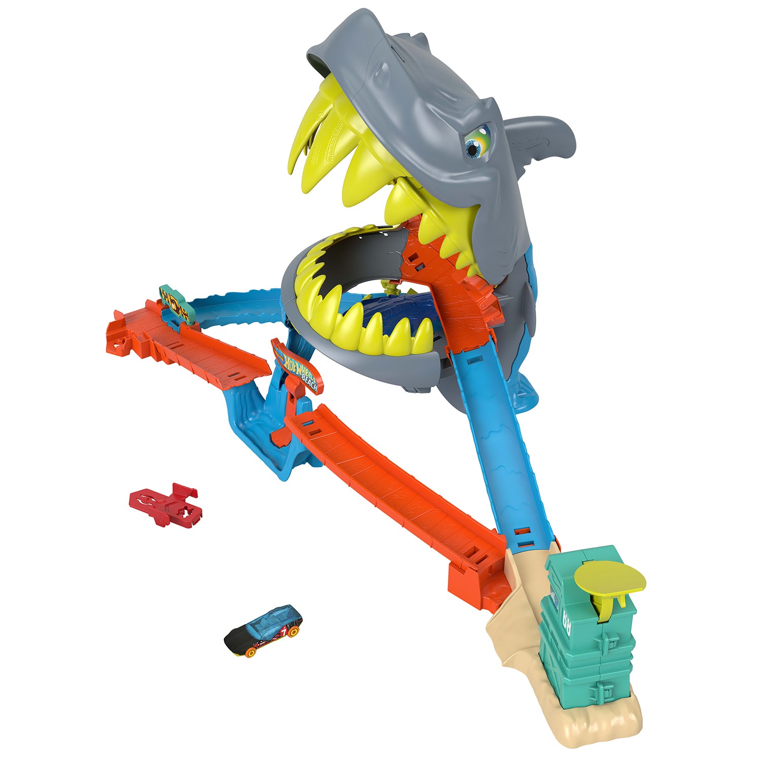 MATTEL - Hot Wheels Attacco del Mega Squalo Playset con Pista e 1 Macchinina 4+ Anni