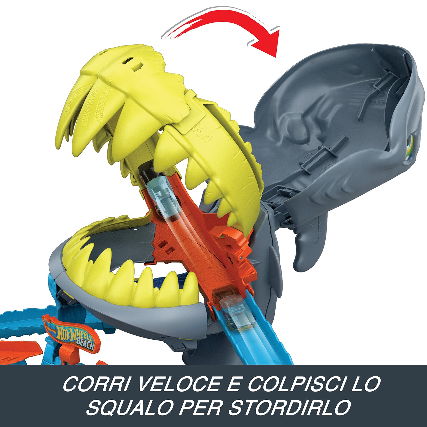MATTEL - Hot Wheels Attacco del Mega Squalo Playset con Pista e 1 Macchinina 4+ Anni