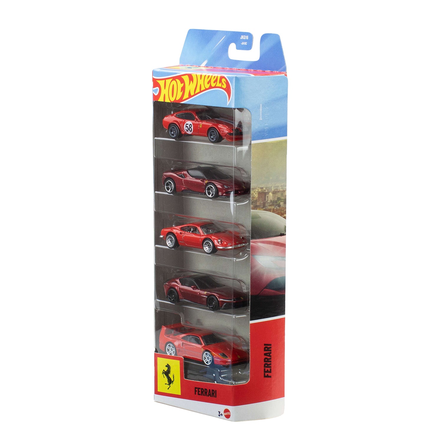 MATTEL - Hot Wheels Ferrari Set 5 Auto Die-Cast Scala 1:64 3+ Anni