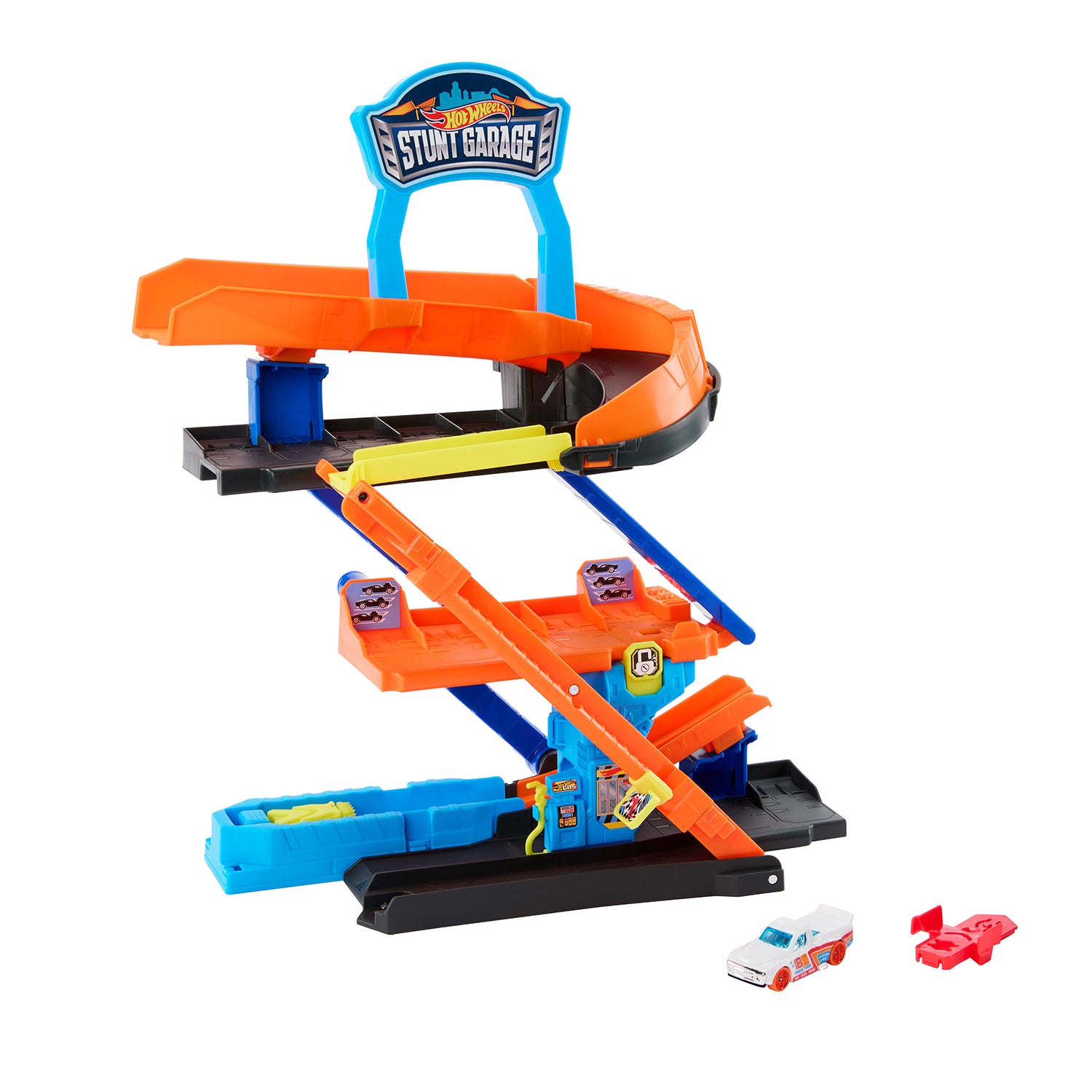 MATTEL - Hot Wheels City Transforming Stunt Garage 2 in 1 con Pista Acrobazie e Macchinina 1:64 4+ Anni