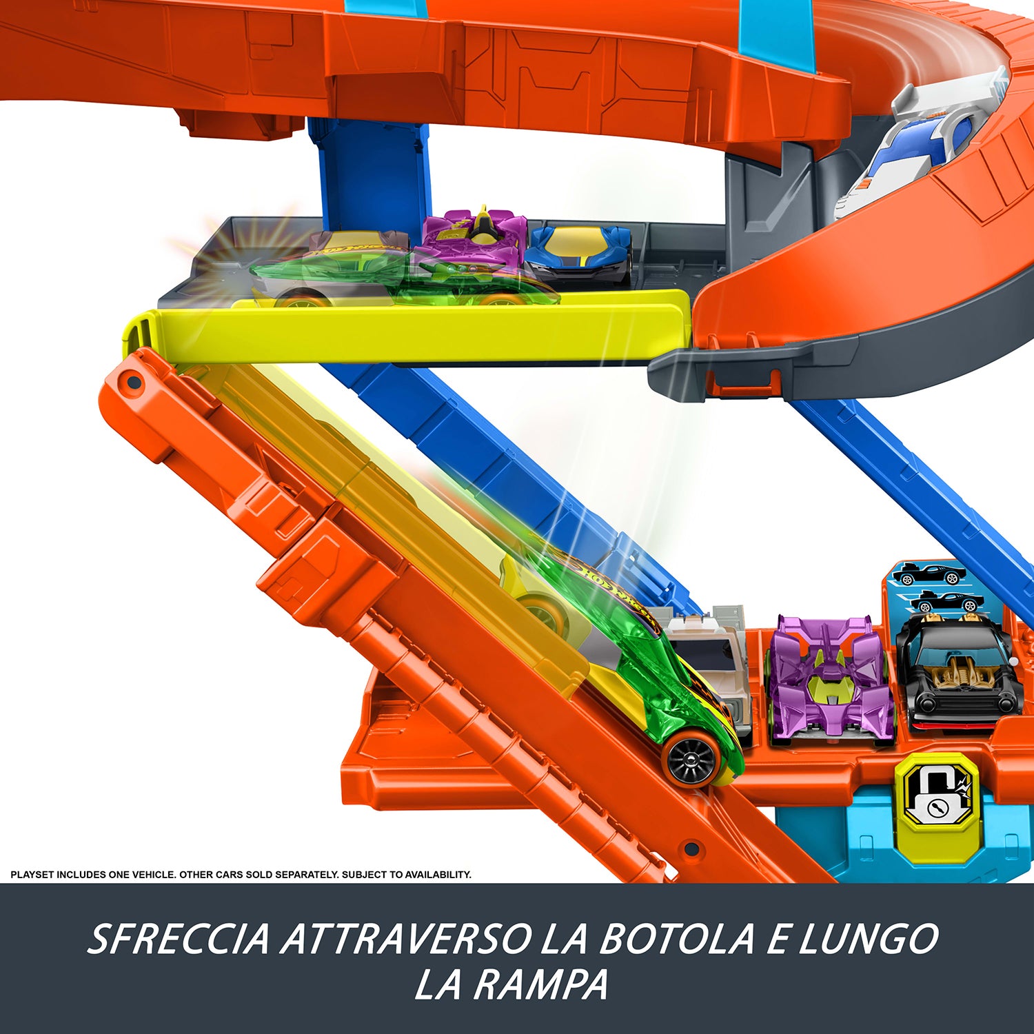 MATTEL - Hot Wheels City Transforming Stunt Garage 2 in 1 con Pista Acrobazie e Macchinina 1:64 4+ Anni