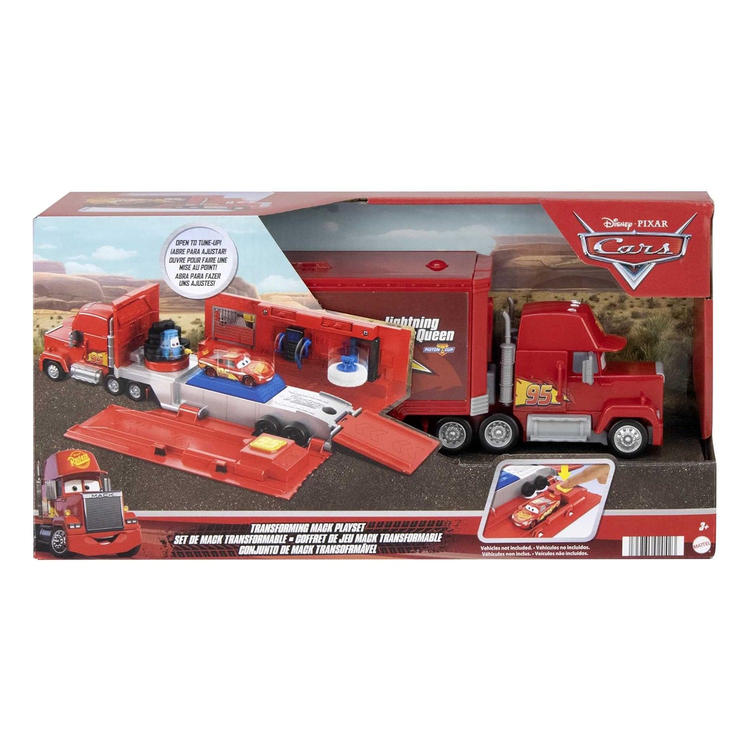 MATTEL - Disney Pixar Cars Mack Trasformabile Playset, Giocattolo 2 in 1 con Camion e Officina