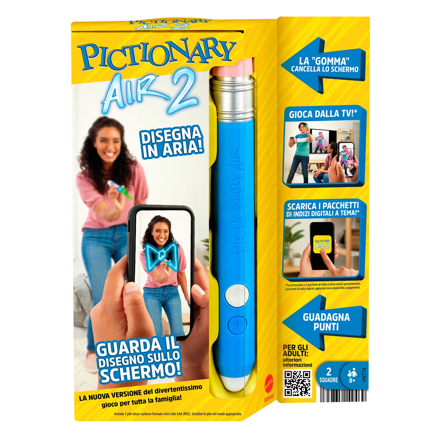 MATTEL - Pictionary Air 2 Gioco di Disegno Interattivo con Penna Luminosa e App 8+ Anni