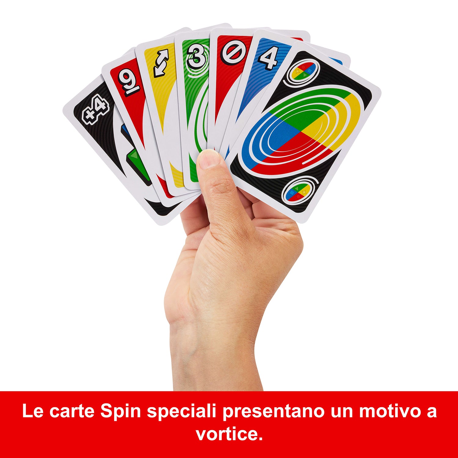 MATTEL - UNO Spin Gioco di Carte con Ruota Girevole, 112 Carte, 2-10 Giocatori, 7+ Anni