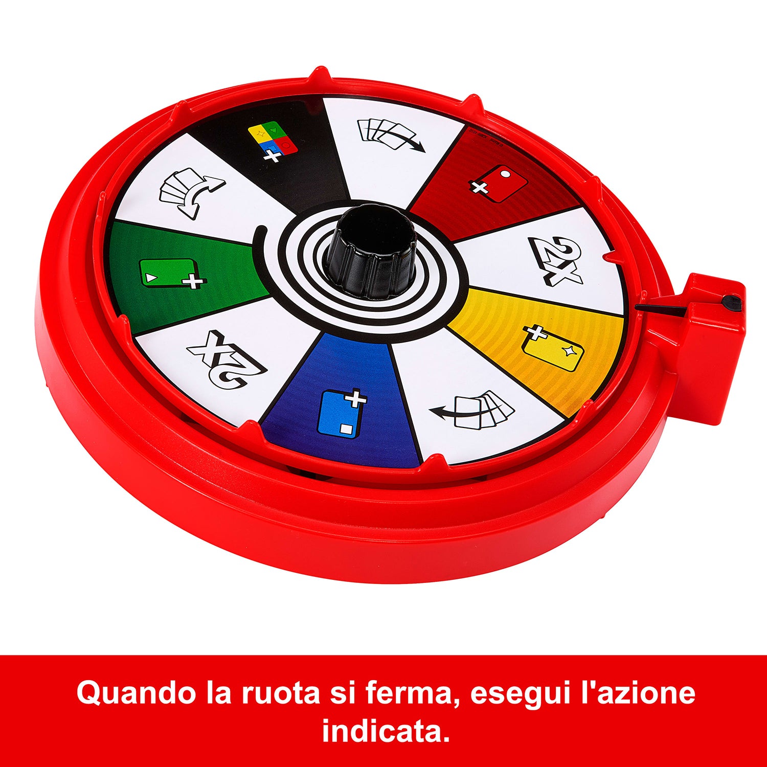 MATTEL - UNO Spin Gioco di Carte con Ruota Girevole, 112 Carte, 2-10 Giocatori, 7+ Anni
