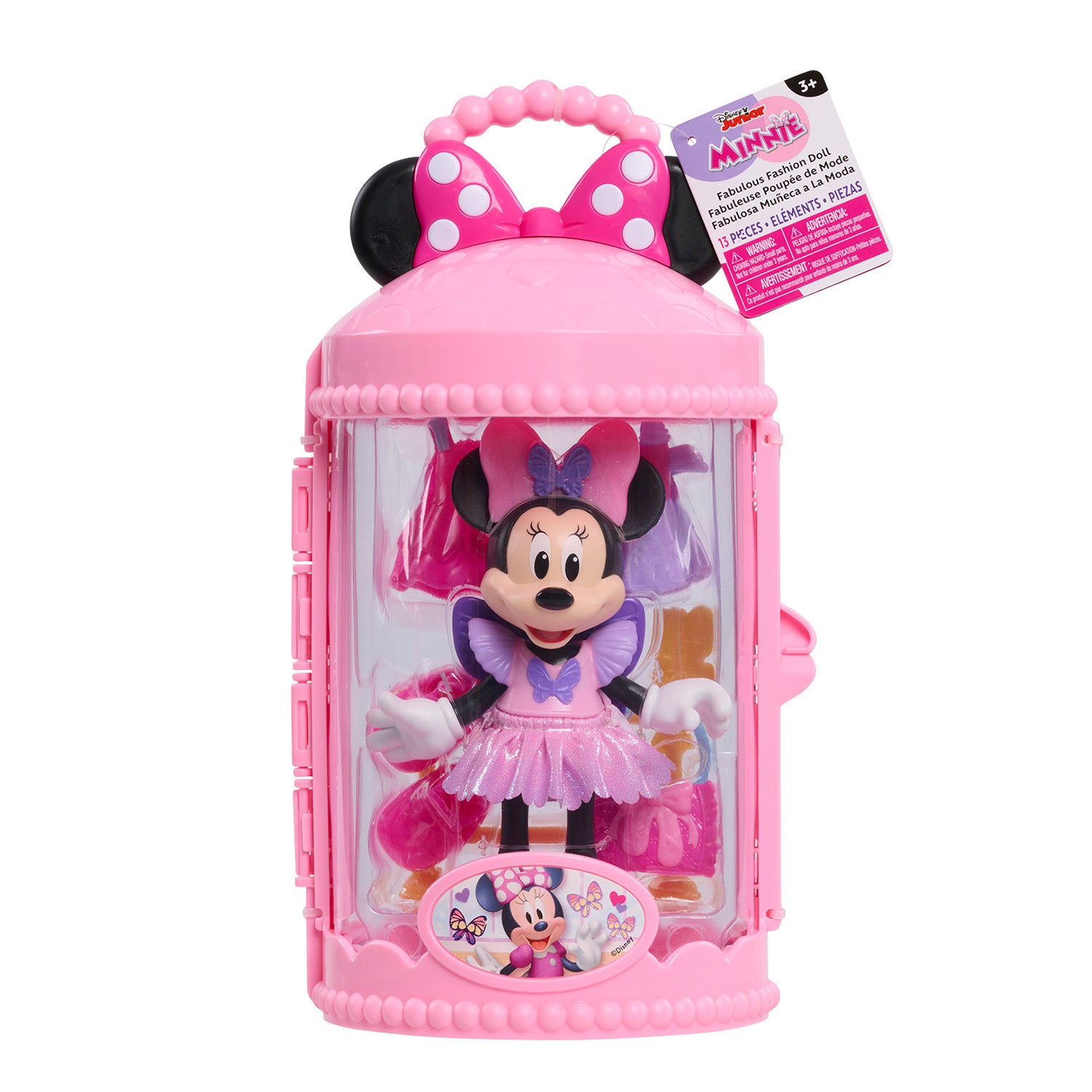 JUST PLAY - Disney Junior Minnie Fabulous Fashion Bambola Ballerina con Abiti e Accessori 3+ Anni