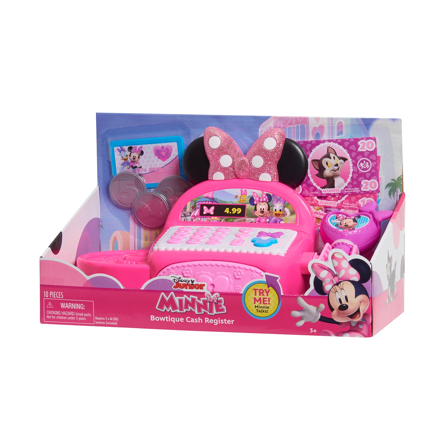 JUST PLAY - Disney Junior Minnie Registratore di Cassa con Scanner, Soldi e Accessori 3+ Anni