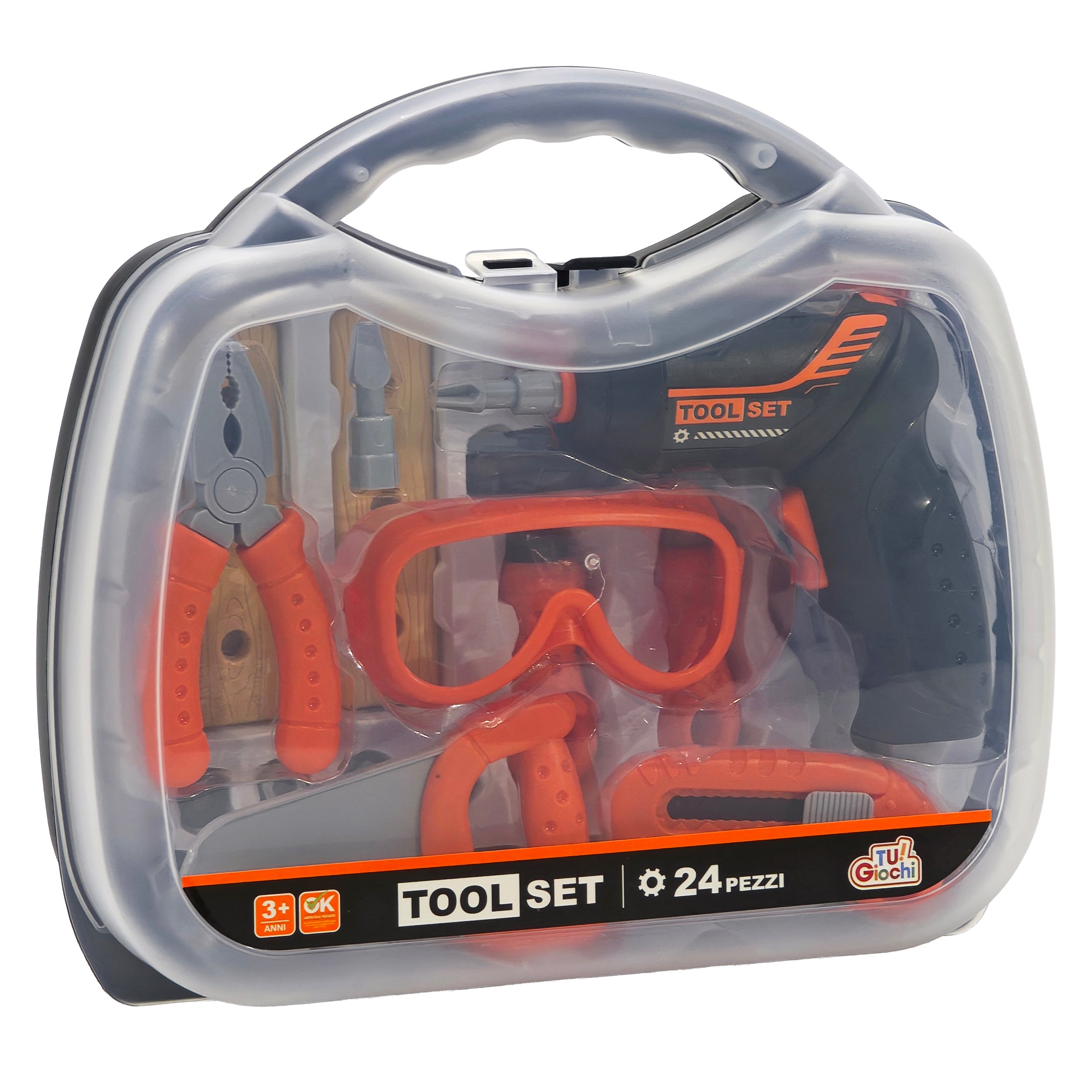 TU GIOCHI - Tool Set Valigetta Attrezzi 24 Pezzi con Giravite Elettrico