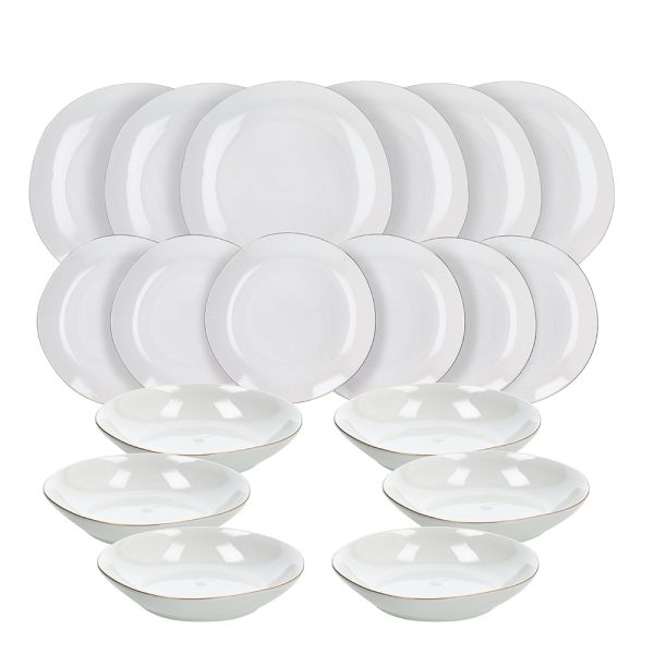 TOGNANA - Servizio di piatti Filo Oro Linea Delphi 18 pezzi in porcellana