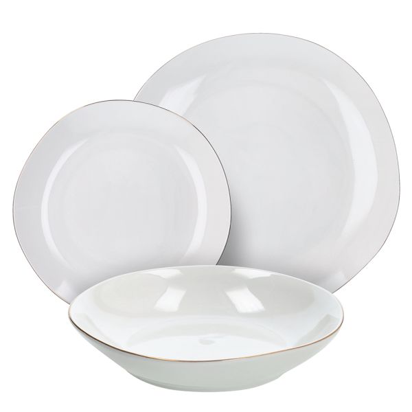 TOGNANA - Servizio di piatti Filo Oro Linea Delphi 18 pezzi in porcellana