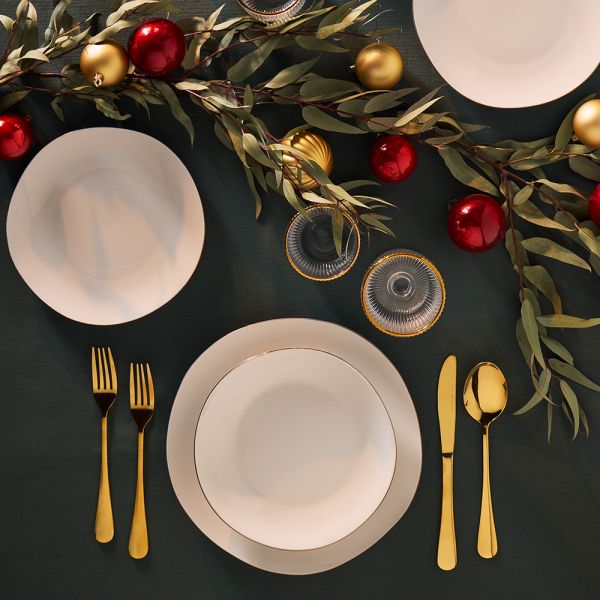 TOGNANA - Servizio di piatti Filo Oro Linea Delphi 18 pezzi in porcellana