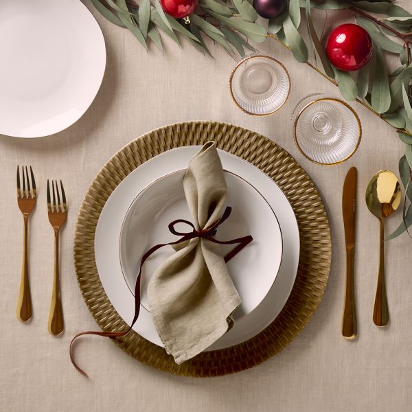 TOGNANA - Servizio di piatti Filo Oro Linea Delphi 18 pezzi in porcellana