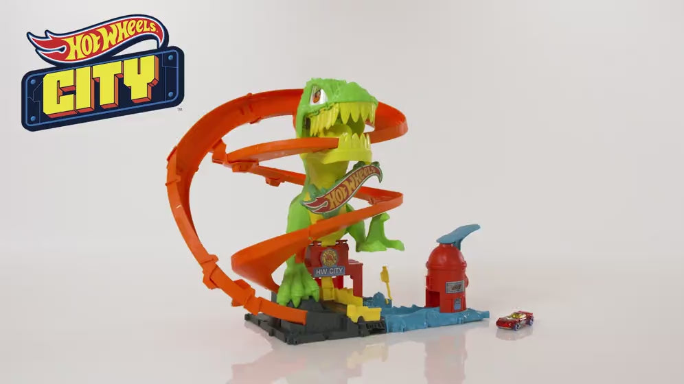 MATTEL - Hot Wheels City T-Rex Battaglia Infuocata – Playset con Macchinina 1:64