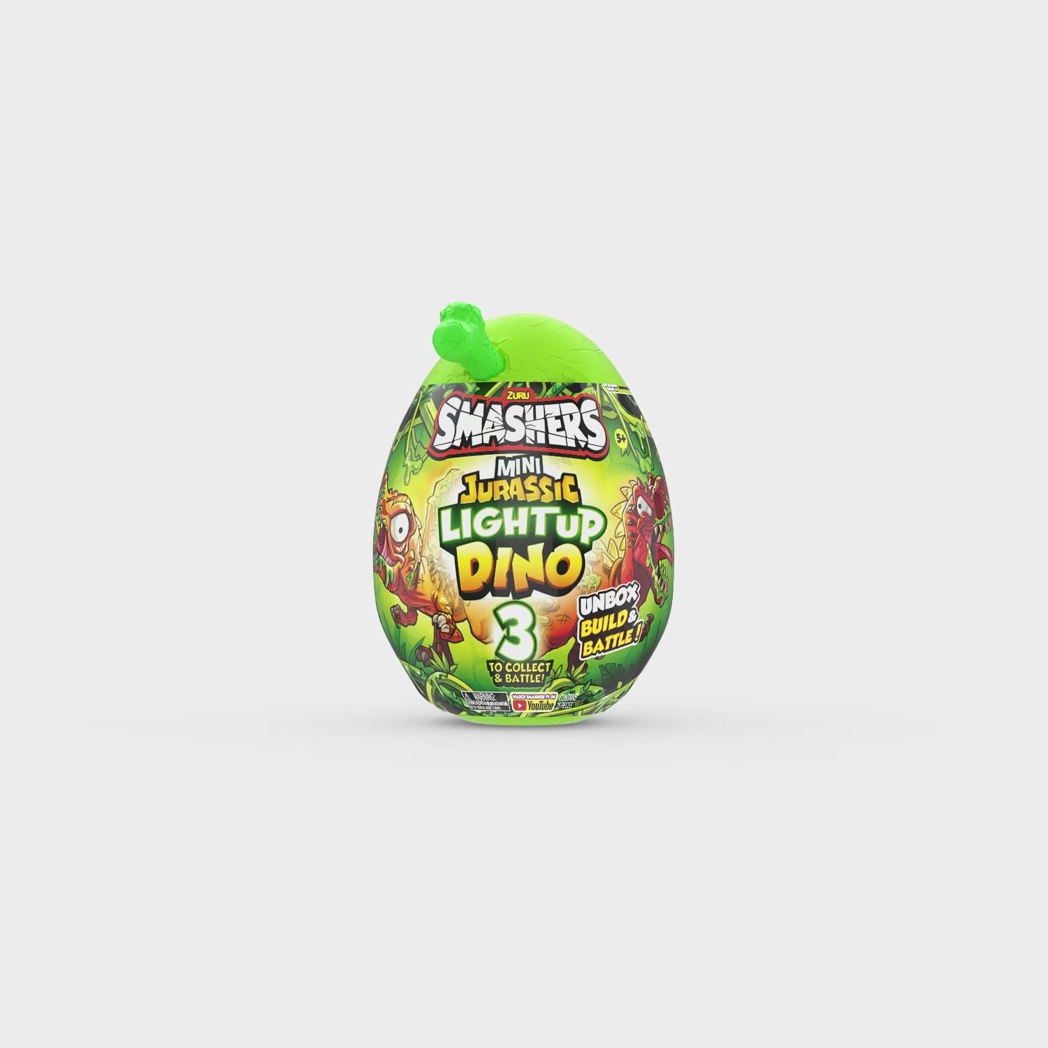 ZURU - Smashers Mini Jurassic Light Up Dino Egg - Uovo con Dinosauro Luminoso e Sorprese