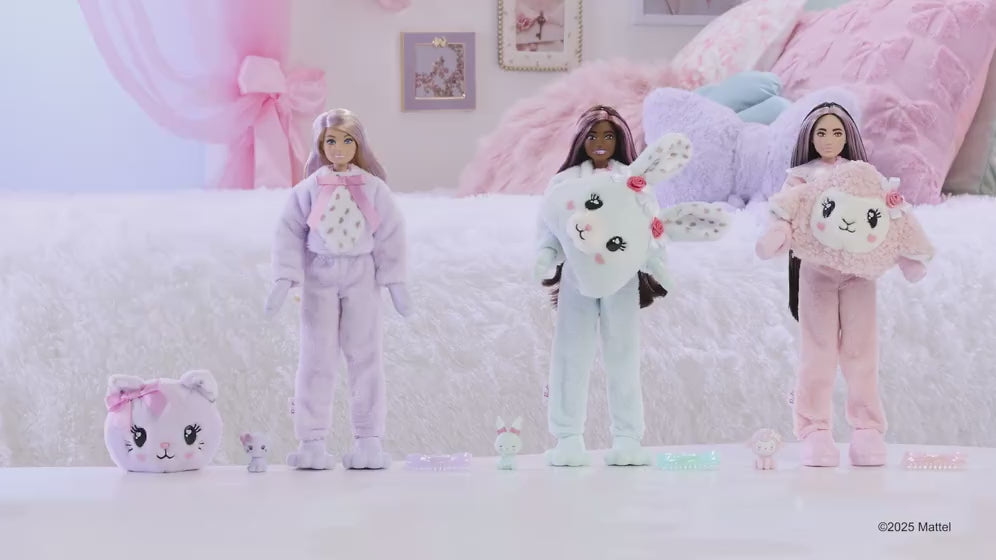 MATTEL - Barbie Cutie Reveal Serie Cuddly - Bambola con Costume e 10 Sorprese