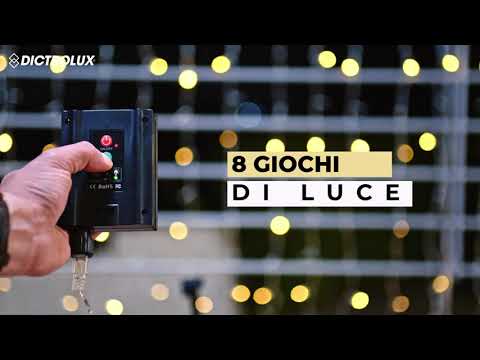 DICTROLUX - Tenda Luminosa Solare 300 LED Bianco Caldo con Pannello Solare h1x3 metri