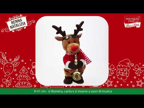 VESTIAMO CASA GRAN NATALE - Renna Natalizia Musicale con Luci e Movimento h35 cm