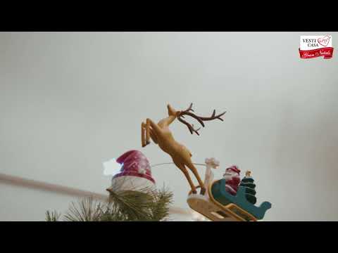 VESTIAMO CASA GRAN NATALE - Puntale Rotante con Slitta, Stella Luminosa e Musica