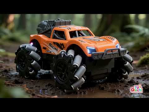 TU GIOCHI - Crawl Spray Stunt Car Radiocomandata 2,4 GHz con Spray Luminoso e Controllo da Polso 5+ Anni