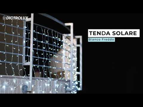 DICTROLUX - Tenda Luminosa Solare 300 LED Bianco Freddo con Pannello Solare h1x3 metri