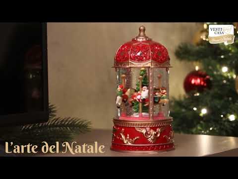 VESTIAMO CASA GRAN NATALE - Giostrina Natalizia LED con Effetto Neve, Movimento e Musica a Batterie h22,5 cm