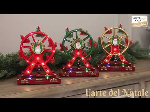 VESTIAMO CASA GRAN NATALE - Ruota Panoramica Natalizia con Movimento, Musica e LED a Batterie h18,5 cm
