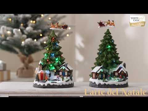 VESTIAMO CASA GRAN NATALE - Paesaggio Natalizio con Movimento, Musica e LED Multicolor a Batterie h28 cm